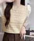 サマーニット 異素材切替 シャツブラウス 半袖 ニットトップス クールネック プルオーバー 春夏 フェミニン ニットブラウス 袖切り替え 透け感 韓国風 きれいめ 77BYFS-048