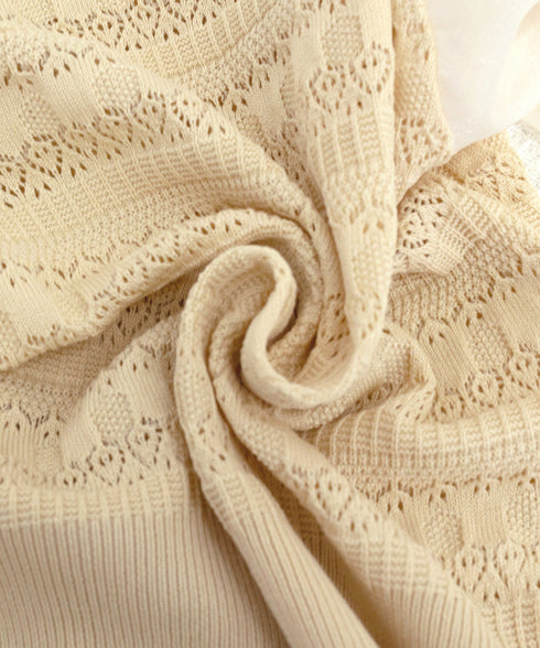 サマーニット 異素材切替 シャツブラウス 半袖 ニットトップス クールネック プルオーバー 春夏 フェミニン ニットブラウス 袖切り替え 透け感 韓国風 きれいめ 77BYFS-048