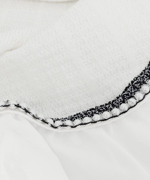 シャツブラウス 異素材 トップス 長袖 レディース 袖切り替え ゆったり クルーネック フレアブラウス チュニックブラウス 春秋 パール お洒落 通勤通学 77BYFS-049