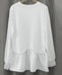 シャツブラウス 異素材 トップス 長袖 レディース 袖切り替え ゆったり クルーネック フレアブラウス チュニックブラウス 春秋 パール お洒落 通勤通学 77BYFS-049
