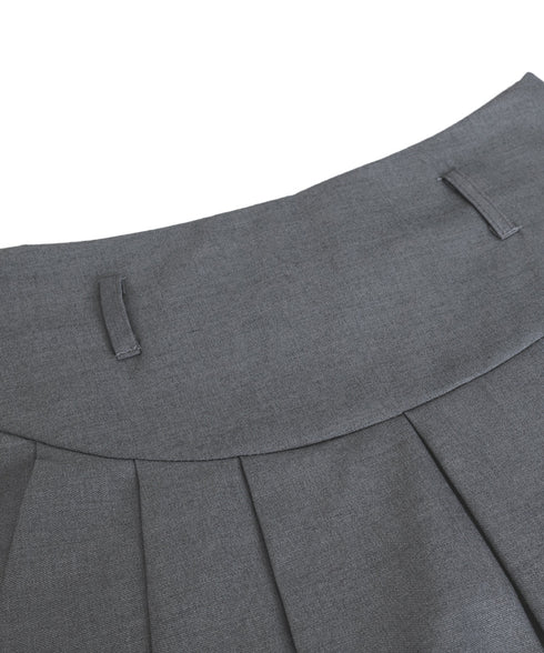 プリーツスカート ミニ丈 ベルト付き スカート インナーパンツ付き Aラインスカート ハイウエスト 細見え ショートスカート 韓国ファッション 台形スカート 77CHUNJ-002