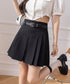 プリーツスカート ミニ丈 ベルト付き スカート インナーパンツ付き Aラインスカート ハイウエスト 細見え ショートスカート 韓国ファッション 台形スカート 77CHUNJ-002