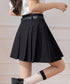 プリーツスカート ミニ丈 ベルト付き スカート インナーパンツ付き Aラインスカート ハイウエスト 細見え ショートスカート 韓国ファッション 台形スカート 77CHUNJ-002