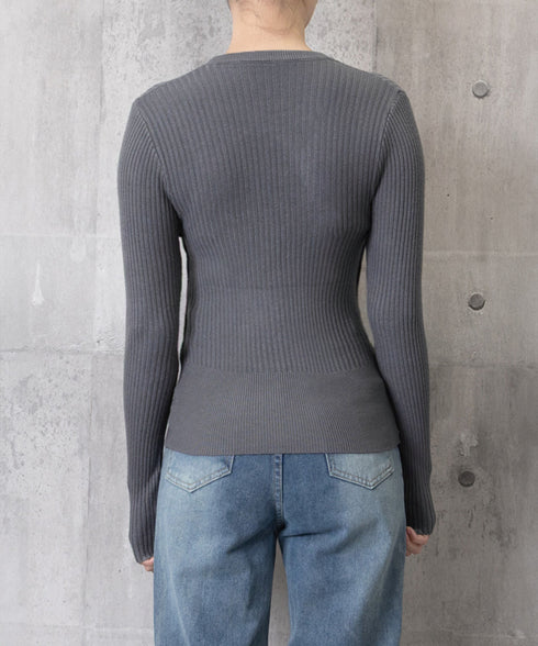 ニットトップス 長袖 レイヤード風 秋冬 ニットウェア クロスデザイン リブニット ショート丈 着やせ服 ニットインナー 無地 韓国ファッション ニットセーター 77GEYI-001