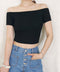 へそ出し Tシャツ夏 ショート丈トップス レディース カットソー セクシー 肩出しトップス 無地 カジュアル オフショルダートップス クロップド丈 プルオーバー 77GSH-001