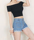 へそ出し Tシャツ夏 ショート丈トップス レディース カットソー セクシー 肩出しトップス 無地 カジュアル オフショルダートップス クロップド丈 プルオーバー 77GSH-001
