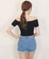 へそ出し Tシャツ夏 ショート丈トップス レディース カットソー セクシー 肩出しトップス 無地 カジュアル オフショルダートップス クロップド丈 プルオーバー 77GSH-001