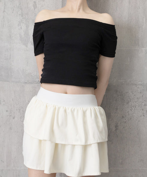 へそ出し Tシャツ夏 ショート丈トップス レディース カットソー セクシー 肩出しトップス 無地 カジュアル オフショルダートップス クロップド丈 プルオーバー 77GSH-001