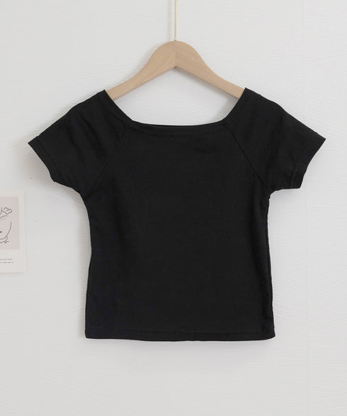 へそ出し Tシャツ夏 ショート丈トップス レディース カットソー セクシー 肩出しトップス 無地 カジュアル オフショルダートップス クロップド丈 プルオーバー 77GSH-001