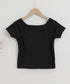 へそ出し Tシャツ夏 ショート丈トップス レディース カットソー セクシー 肩出しトップス 無地 カジュアル オフショルダートップス クロップド丈 プルオーバー 77GSH-001
