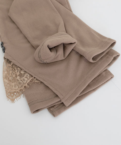 カットソー レース切り替え 長袖Tシャツ トップス Vネック セクシー 細見えtシャツ カジュアル 韓国風 インナートップス 大人可愛い プルオーバー キレイめ服 77HANP-001