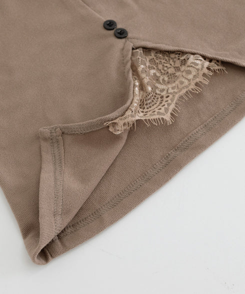 カットソー レース切り替え 長袖Tシャツ トップス Vネック セクシー 細見えtシャツ カジュアル 韓国風 インナートップス 大人可愛い プルオーバー キレイめ服 77HANP-001