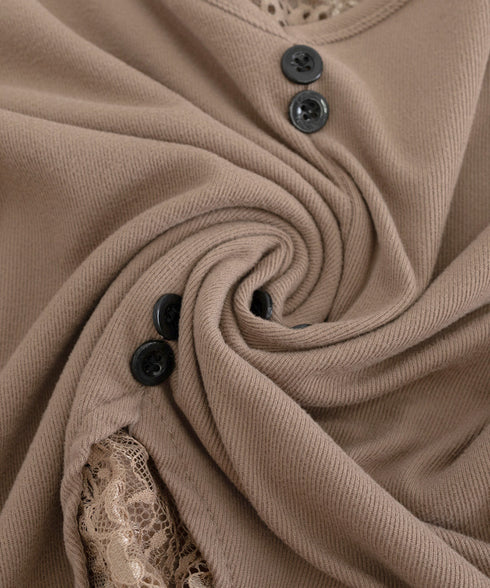 カットソー レース切り替え 長袖Tシャツ トップス Vネック セクシー 細見えtシャツ カジュアル 韓国風 インナートップス 大人可愛い プルオーバー キレイめ服 77HANP-001