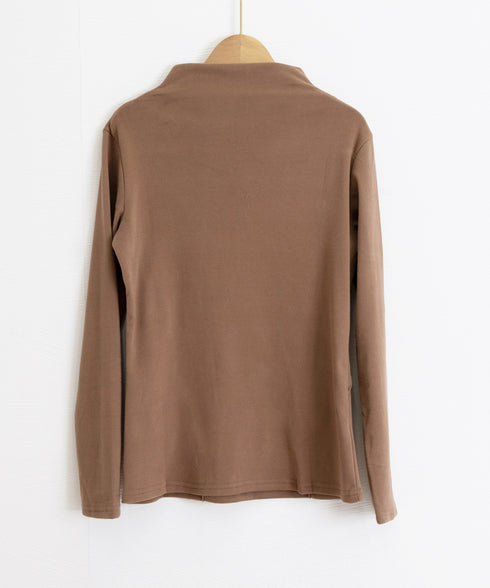 カットソー プチハイネック 長袖Tシャツ レディーストップス 無地 プルオーバー キレイめ 春秋インナー ベーシック 重ね着 シンプル 着回し服 韓国ファッション 77HMEIS-001