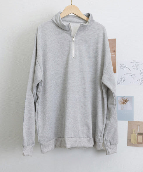 スウェットシャツ ハーフジップトレーナー 春秋薄手 プルオーバー ハイネック 長袖トレーナー ゆったり カジュアル ルームウェア 韓国風 無地 カットソー 通学 77JIAZI-001
