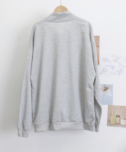 スウェットシャツ ハーフジップトレーナー 春秋薄手 プルオーバー ハイネック 長袖トレーナー ゆったり カジュアル ルームウェア 韓国風 無地 カットソー 通学 77JIAZI-001