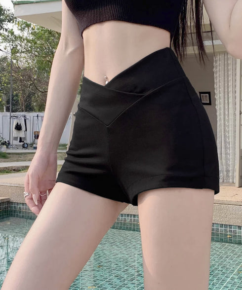 ショートパンツ レディース ボトムス 春夏 クロスデザイン セクシー カジュアル ショーパン へそ出し 美脚シルエット ホットパンツ 脚長見せ お洒落 着やせ 77JIAZI-002