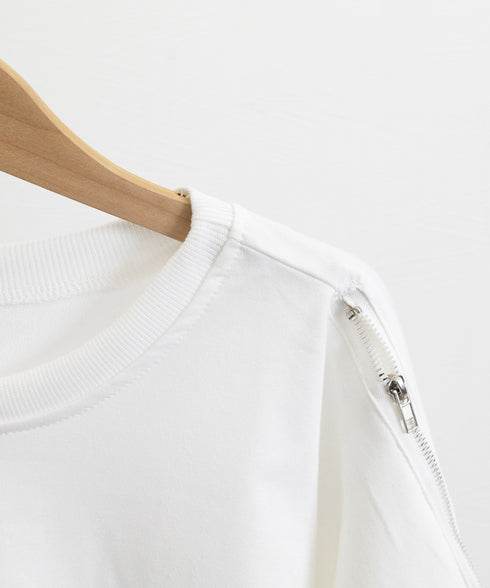 トレーナー オープンショルダー 無地 スウェット クルーネック 肩出しトップス 薄手 ゆったり セクシー ファスナー 大人カジュアル 体型カバー カットソー 77LAIMQ-001