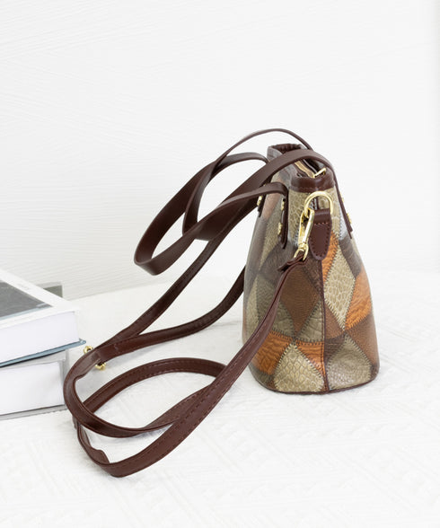 ショルダーバッグ レディース PUレザー ミニトートバッグ 幾何学模様 斜めがけバッグ カジュアル おしゃれ ハンドバッグ 菱格2WAYバッグ 大人可愛い BAG 77LINGE-001