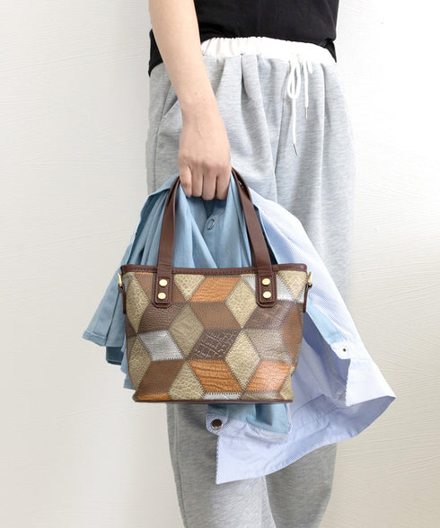 ショルダーバッグ レディース PUレザー ミニトートバッグ 幾何学模様 斜めがけバッグ カジュアル おしゃれ ハンドバッグ 菱格2WAYバッグ 大人可愛い BAG 77LINGE-001