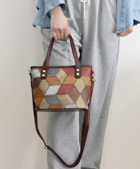 ショルダーバッグ レディース PUレザー ミニトートバッグ 幾何学模様 斜めがけバッグ カジュアル おしゃれ ハンドバッグ 菱格2WAYバッグ 大人可愛い BAG 77LINGE-001