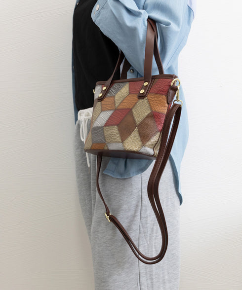 ショルダーバッグ レディース PUレザー ミニトートバッグ 幾何学模様 斜めがけバッグ カジュアル おしゃれ ハンドバッグ 菱格2WAYバッグ 大人可愛い BAG 77LINGE-001