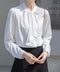 シャツブラウス 長袖 ゆったり トップス とろみシャツ レディース サテン風トップス 大人女性 通勤 入学式 卒業式 フォーマル OL 無地ブラウス 体型カバー 77LPW-001