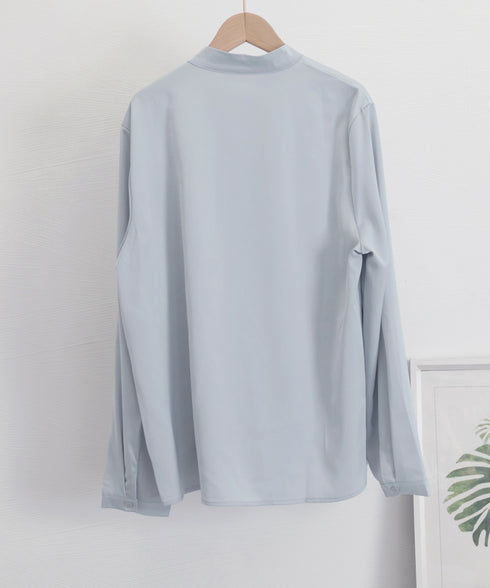 シャツブラウス 長袖 ゆったり トップス とろみシャツ レディース サテン風トップス 大人女性 通勤 入学式 卒業式 フォーマル OL 無地ブラウス 体型カバー 77LPW-001
