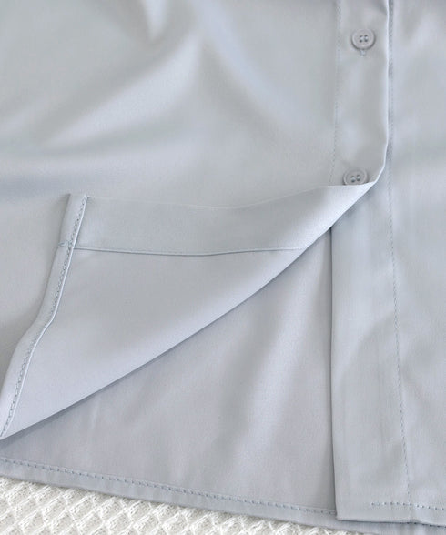 シャツブラウス 長袖 ゆったり トップス とろみシャツ レディース サテン風トップス 大人女性 通勤 入学式 卒業式 フォーマル OL 無地ブラウス 体型カバー 77LPW-001