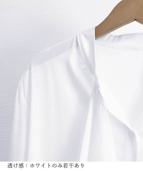 シャツブラウス 長袖 ゆったり トップス とろみシャツ レディース サテン風トップス 大人女性 通勤 入学式 卒業式 フォーマル OL 無地ブラウス 体型カバー 77LPW-001