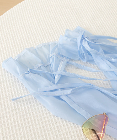 シャツブラウス 夏服 サマーカーディガン 透け感シャツ ゆったり シアーカーディガン 体型カバー 長袖 シフォンブラウス 袖口リボン 羽織り 韓国風 無地トップス 77LPW-002