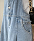 サロペット デニムワンピース 体型カバー オールインワン スリット入り ゆったり オーバーオール 韓国風 ロングワンピース ポケット付き 大人カジュアル服 重ね着 77LPW-003