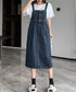 サロペット デニムワンピース 体型カバー オールインワン スリット入り ゆったり オーバーオール 韓国風 ロングワンピース ポケット付き 大人カジュアル服 重ね着 77LPW-003