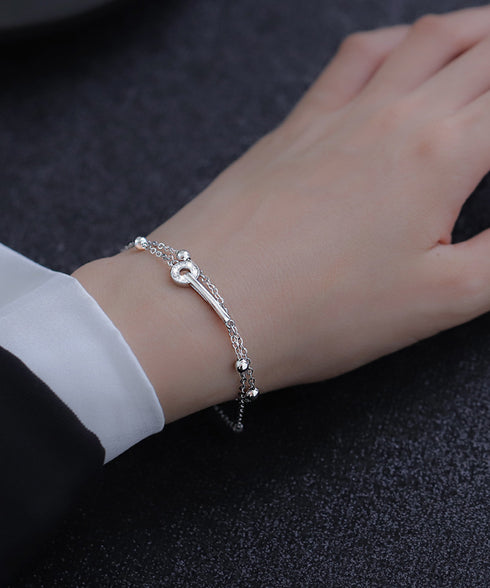 2連チェーンブレスレット 韓国風 腕飾り ブレスレット レディース アクセサリー 華奢 チェーンブレスレット ラインストーン 細めチェーン 重ね付け カジュアル 77LUYI-001