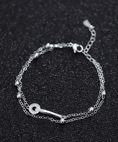 2連チェーンブレスレット 韓国風 腕飾り ブレスレット レディース アクセサリー 華奢 チェーンブレスレット ラインストーン 細めチェーン 重ね付け カジュアル 77LUYI-001