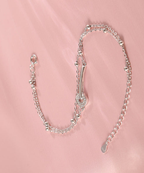 2連チェーンブレスレット 韓国風 腕飾り ブレスレット レディース アクセサリー 華奢 チェーンブレスレット ラインストーン 細めチェーン 重ね付け カジュアル 77LUYI-001