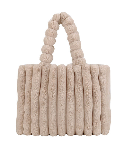 トートバッグ 秋冬 ファーバッグ 大容量 肩掛けバッグ ふわふわ a4対応 ハンドバッグ 大人可愛い 通勤通学 手提げかばん 縦ライン エコファーバッグ 2way 77MENGL-002