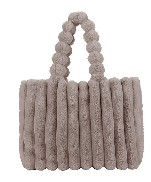 トートバッグ 秋冬 ファーバッグ 大容量 肩掛けバッグ ふわふわ a4対応 ハンドバッグ 大人可愛い 通勤通学 手提げかばん 縦ライン エコファーバッグ 2way 77MENGL-002