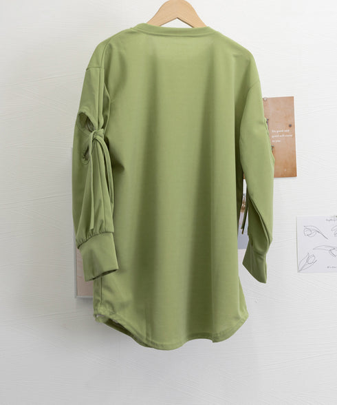 Tシャツカットソー ゆったりトップス レディース 体型カバー ロングTシャツ クルーネック 春秋 カジュアル プルオーバー 無地 大人可愛い ロンティー 77MIYAGE-001