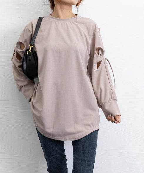 Tシャツカットソー ゆったりトップス レディース 体型カバー ロングTシャツ クルーネック 春秋 カジュアル プルオーバー 無地 大人可愛い ロンティー 77MIYAGE-001