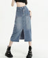 デニムスカート ロング フロントスリット Aラインスカート ハイウエスト 体型カバー ミモレ丈スカート カジュアル ジーンズ 春秋夏冬 ボトムス セミタイト 77MUSID-001