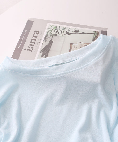 シアートップス ボートネック カットソー 長袖Tシャツ ウエストリボン 透け感 韓国ファッション 大人可愛いプルオーバー オフショルダー ゆったり 着回しtシャツ 77MYZ-001