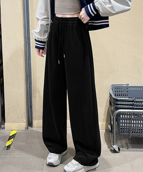スウェットパンツ 韓国風 ロングパンツ ワイドパンツ ウエストゴム 体型カバー イージーパンツ ゆったり ズボン ルームウェア ストリート ダンス衣装 お洒落 77PEIB-001