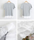 Tシャツ 裾レース切替 カットソー 夏服 レディース レースフリルトップス ラウンドネック プルオーバー ヘムレース レイヤード風 カジュアル 韓国風 お洒落夏t 77PENGF-001