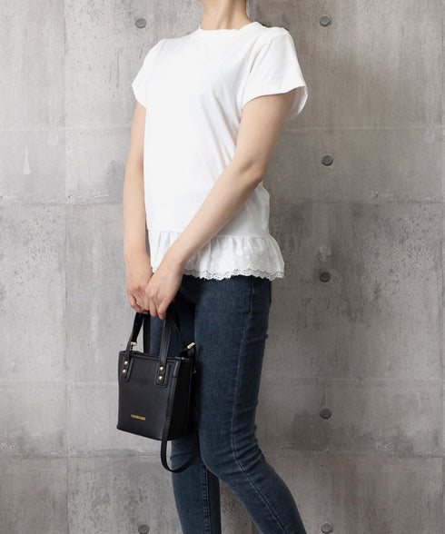 Tシャツ 裾レース切替 カットソー 夏服 レディース レースフリルトップス ラウンドネック プルオーバー ヘムレース レイヤード風 カジュアル 韓国風 お洒落夏t 77PENGF-001