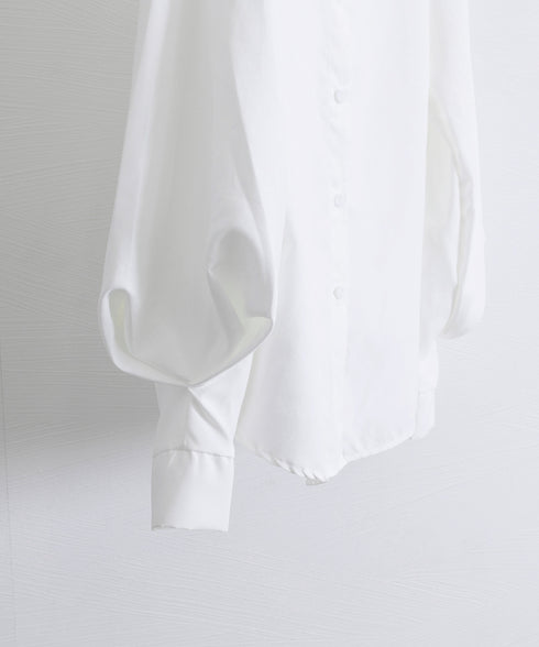 シャツブラウス 韓国風 長袖トップス スタンドカラーシャツ レディース ビジネスシャツ 大人女性 フロントボタン 通勤 OLコーデ ト 春秋夏 ゆったり 無地 77QYU-001