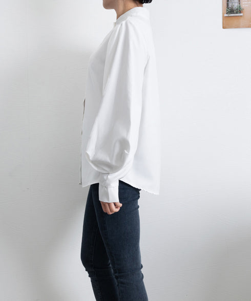 シャツブラウス 韓国風 長袖トップス スタンドカラーシャツ レディース ビジネスシャツ 大人女性 フロントボタン 通勤 OLコーデ ト 春秋夏 ゆったり 無地 77QYU-001