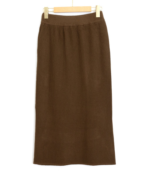 ロングスカート ミモレ丈 秋冬服 韓国風 レディースニットスカート 無地 オフィスカジュアル リブニット 伸縮性 着やせ ウエストゴム タイトスカート ベーシック 77RR-001