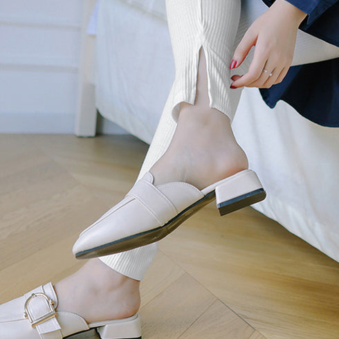 レギンスパンツ 裾スリット入り 春秋冬 リブニット ウエストゴム ストレッチ パンツ スキニー 伸縮性 部屋着 おしゃれ 77RTENG-005