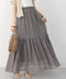 ロングスカート シフォン 裏地付き 春夏 ティアードスカート ウエストゴム 韓国風 フレアスカート フェミニン Aライン マキシスカート ギャザー入り 体型カバー 77RTENG-009